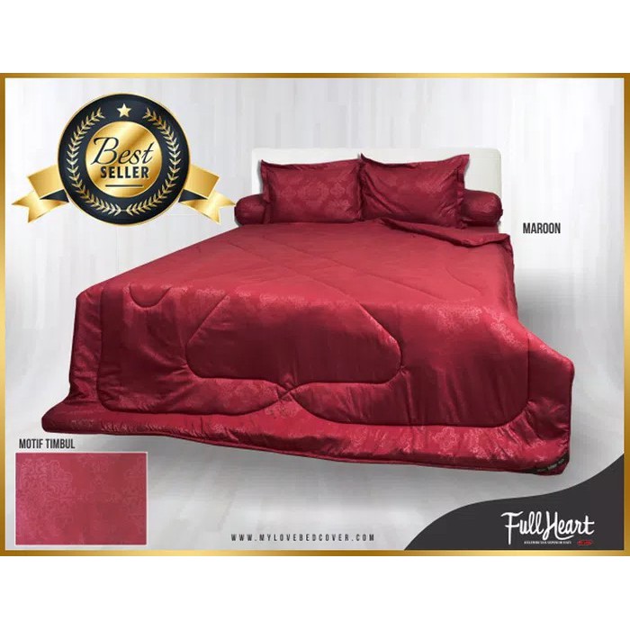 SPREI POLOS FULL HEART MY LOVE "MAROON" KING 180 x 200