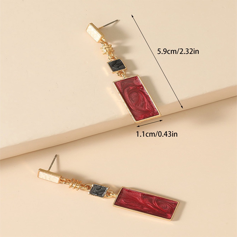 Anting Tusuk Bentuk Persegi Panjang Geometris Bahan 925 Silver Gaya Korea Untuk Wanita