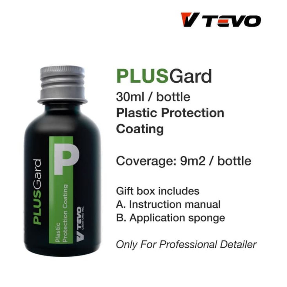 

TEVO PlusGard Plastik Vynil Karet Elastic Part Nano Glass Coating 30ML Plastic, Rubber, Fiber