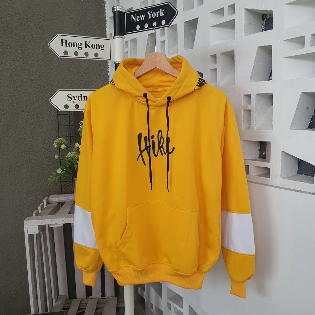 Hoodie Sweater Motif HIKE Gaya Casual Santai Bahan Fleece