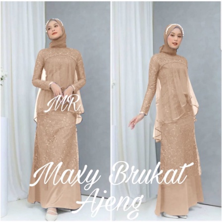 MAXI DRESS DUYUNG BRUKAT MODEL KEKINIAN LAYER BAHU ELEGAN GAMIS PESTA MERMAID FASHION MUSLIM TERBARU