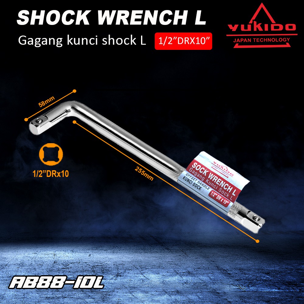 SEPERTI TEKIRO - YUKIDO Gagang Kunci Shock L 10 Inch DR 1/2&quot; - Stang Sok L - L Handle Sock