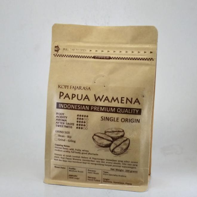 

Promo Akhir Tahun Kopi Fajarasa Papua Wamena Biji Kopi Arabica 200 Gram Kode 813