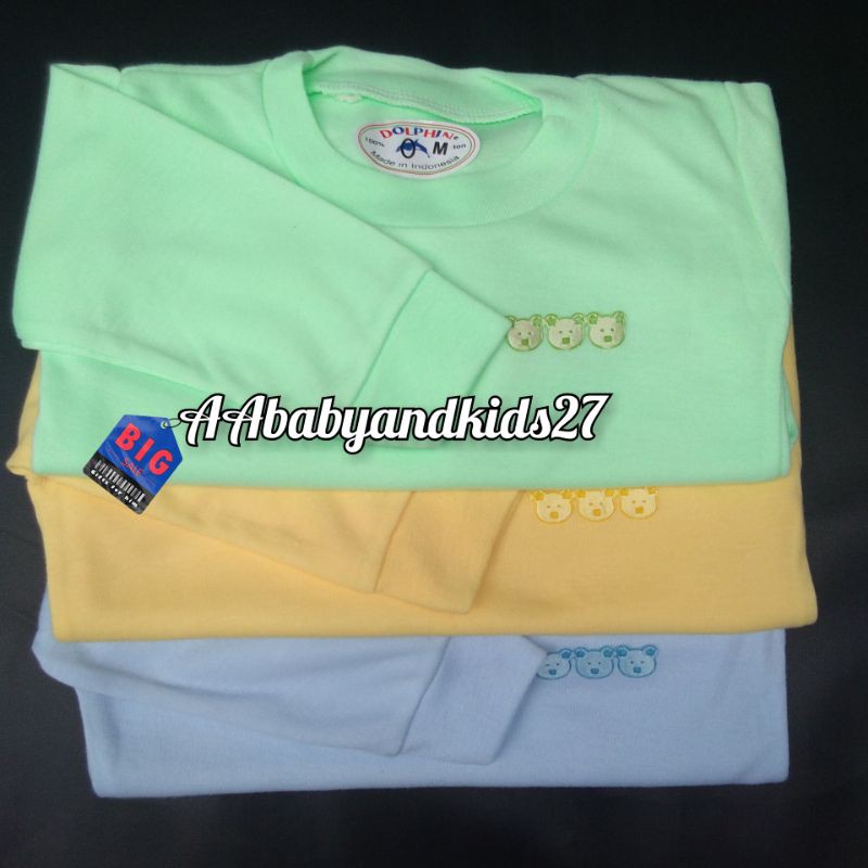Dolphin 3PC Kaos Oblong Bayi Lengan Panjang Bahan Adem dan Nyaman Ukuran M L XL