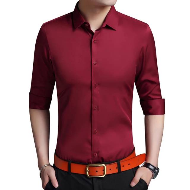 TOTOTAshop.New KEMEJA HEM CALVIN POLOS,bahan cotton stretch premium.Lengan panjang