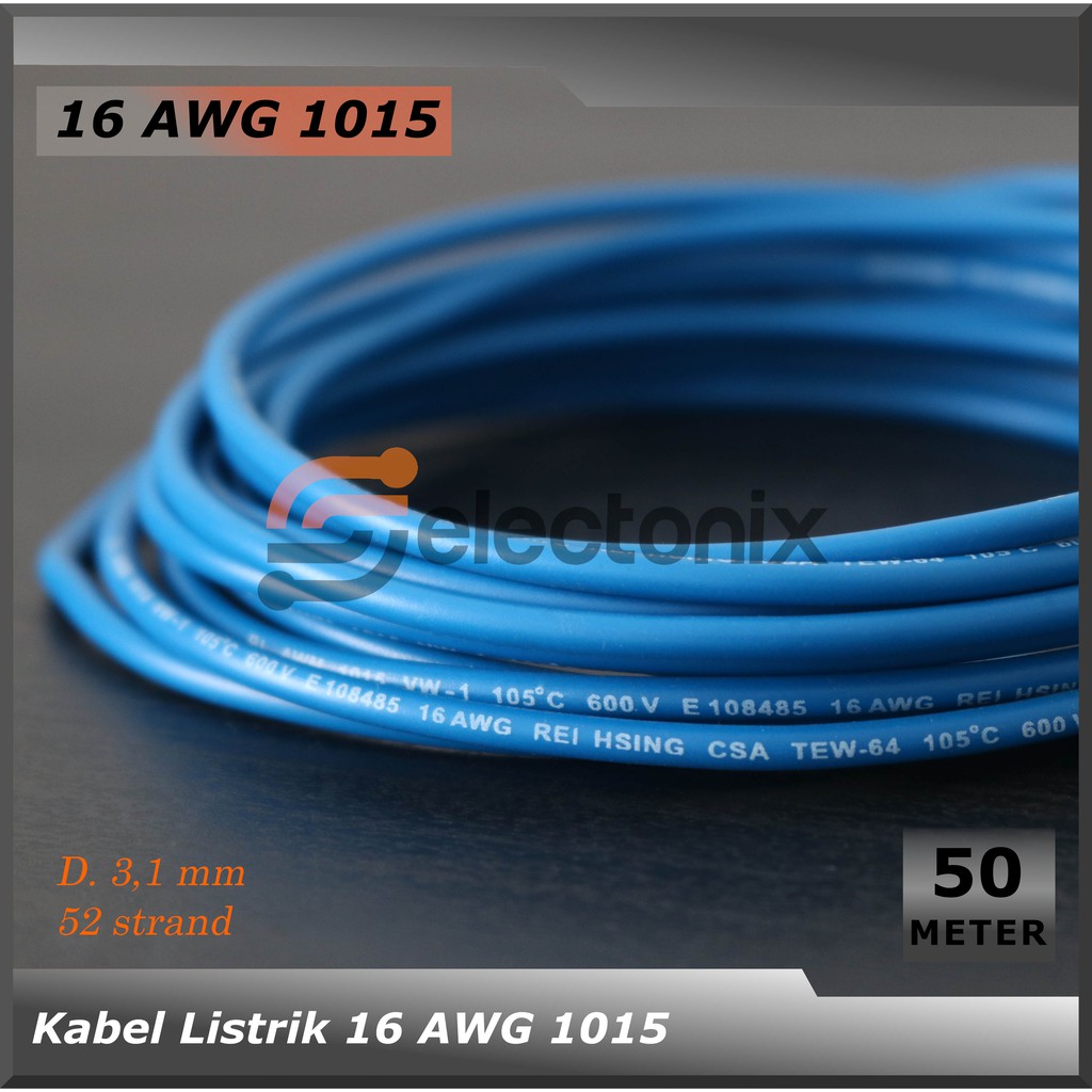 Kabel Listrik 16 AWG | UL1015 [50m]