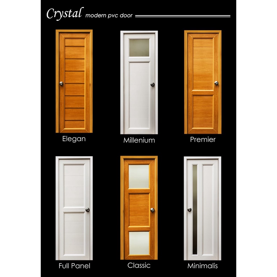PINTU PVC CRYSTAL FULL PANEL COKLAT 70X195 CM
