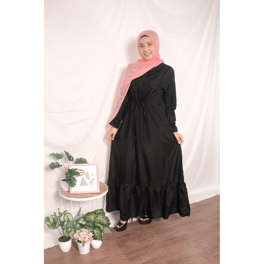 Rx Fashion ALIFA MAXI DRESS / REIN DRESS Bahan Twiscone Fit XL-HITAM