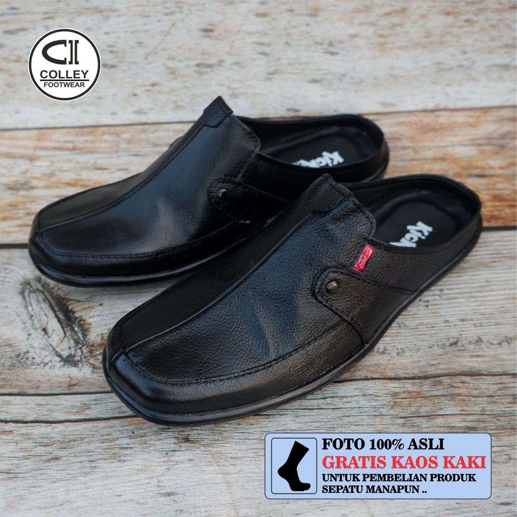 COD - SANDAL BUSTONG PRIA 100% KULIT ASLI / SLIDE / CASUAL LEATHER SLIDE CLY-BTG.003.P2