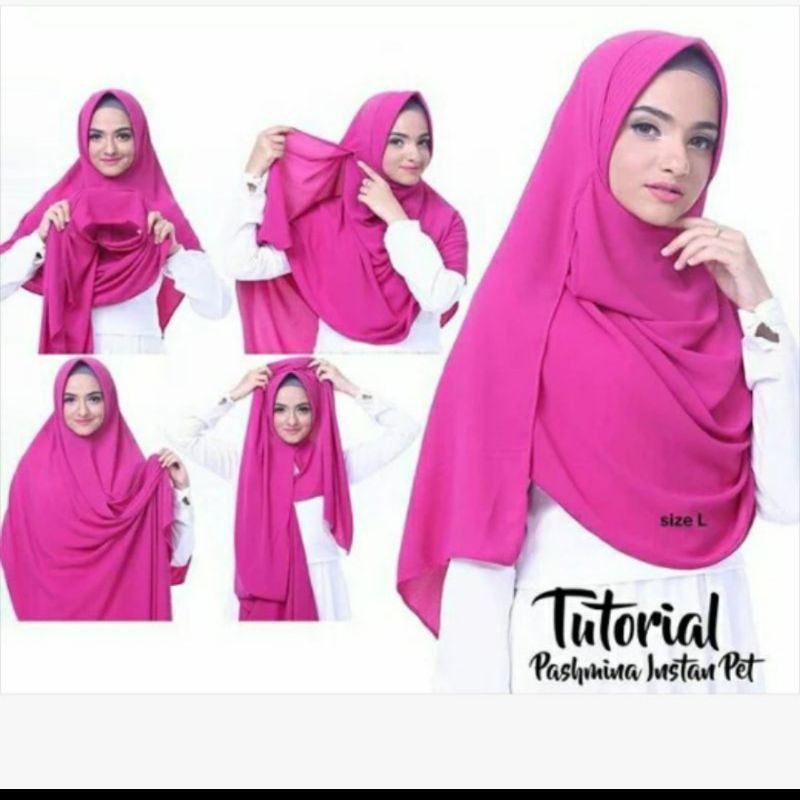 KERUDUNG PASMINA HIJAB PASHMINA INSTAN PAD ANTEM  PET ANTEM 2 MUKA TWO LOOPS THALIA 210X75 CM