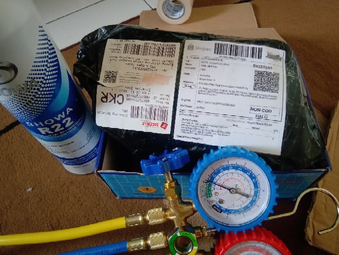 Paketan Freon Ac R22 Showa Testing Manifold Double + Can Tab 339 Krant + Freon R22 Showa Rumah