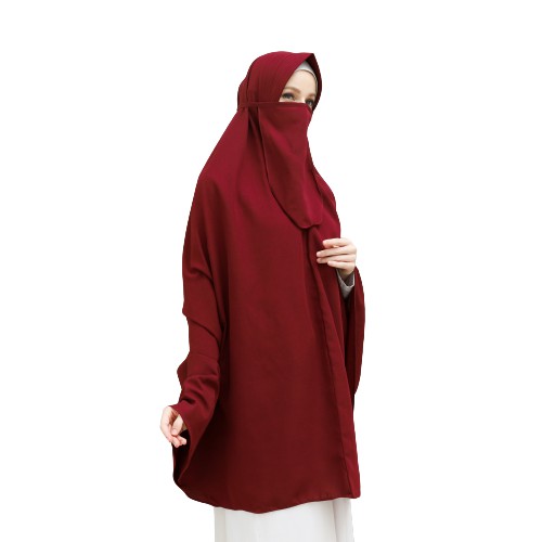 Khimar Super Jumbo Wolfis | Jilbab Instan Syari Wolfis | Jilbab  Instan Bisa Dipake Mukena Bonus Cadar