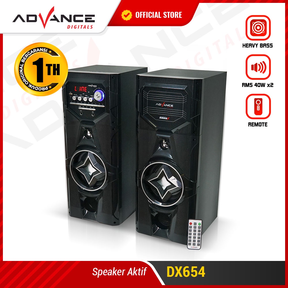 Advance Speaker Dua Salon AKtif Subwoofer Untuk Karoke DX-654 Ukuran Besar