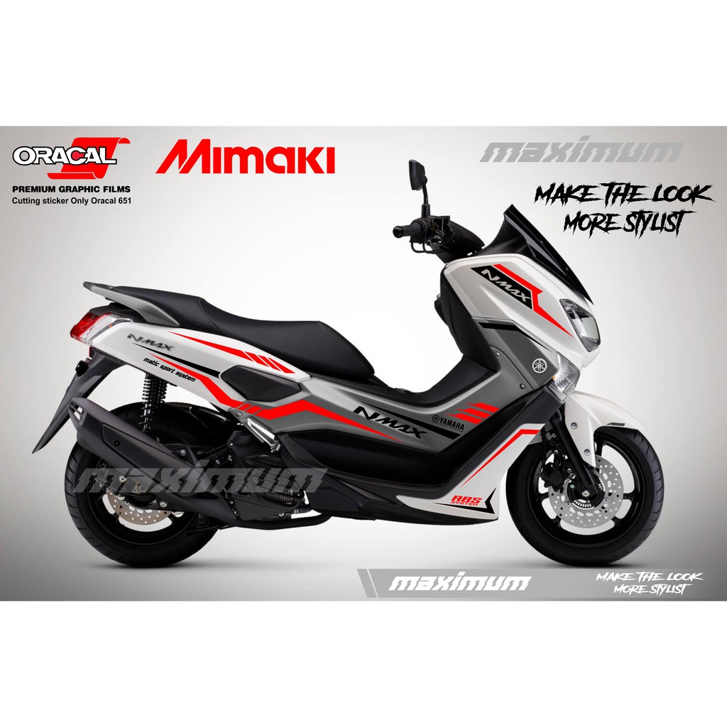 STICKER NMAX - CUTTING STICKER NMAX MERAH KOMBINASI HITAM BAHAN ORACAL