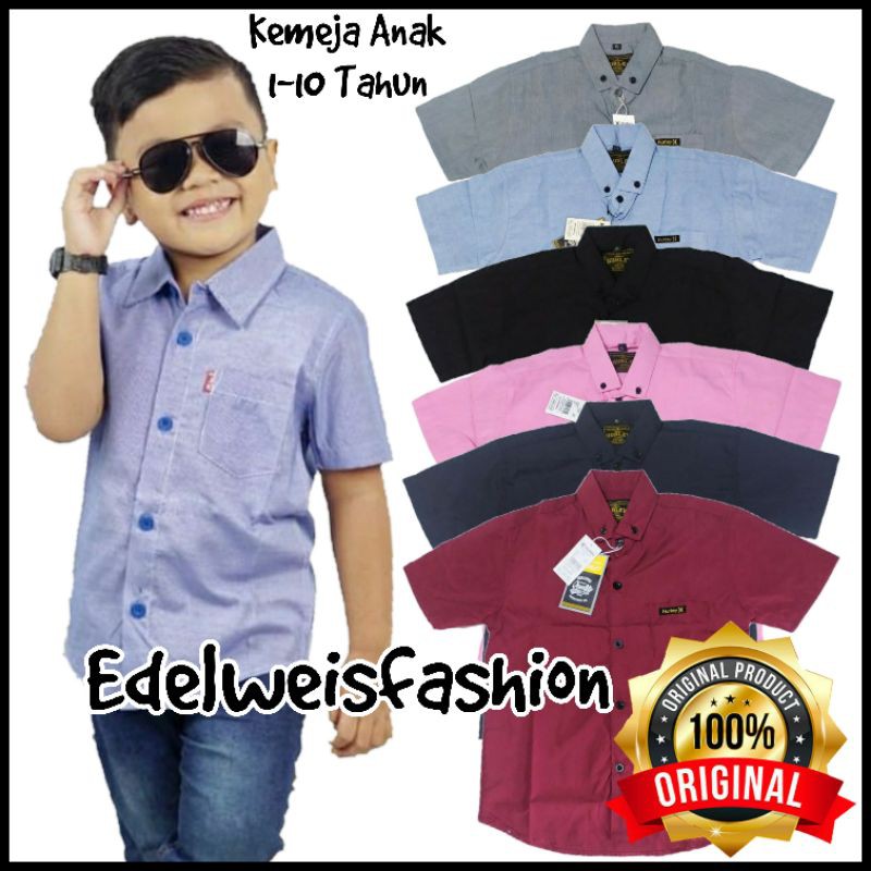 Kemeja Anak Laki-Laki Kemeja Distro Umur 1-10 Tahun Bahan Mat Cutton  Warna Maroon