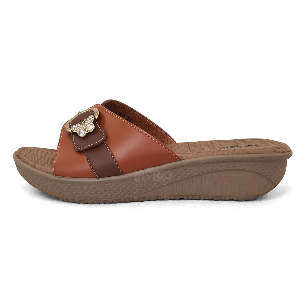 Sandal Selop Wedges Kasual Wanita Lasbio HO03