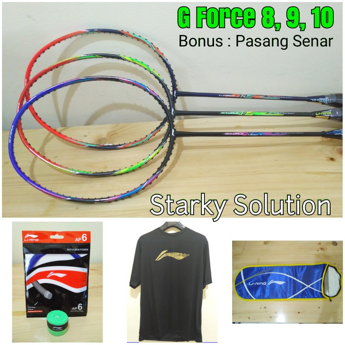RTSE76 (FREE PASANG) PROMO Raket Badminton LiNing G-Force 8-9-10 ORIGINAL 