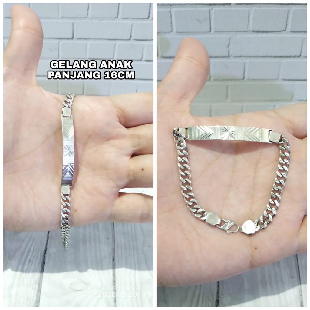 GELANG ANAK PLAT UKIR SILVER PERAK ASLI S925