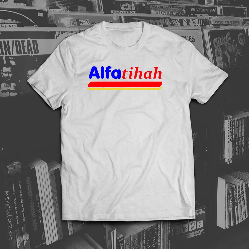 Jual KAOS PARODY ALFATIHAH PLESETAN LOGO LUCU OVERSIZE KATA KATA ISLAMI