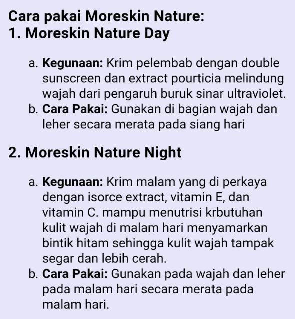 Paket Perawatan Wajah Moreskin Nature