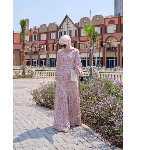 Recomended.. Laiqa dress muslim wanita motif bunga cantik busui adem | homedress muslim | dress wani