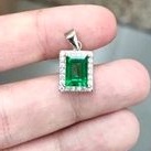 liontin perak 925 permata batu topaz hijau asli natural