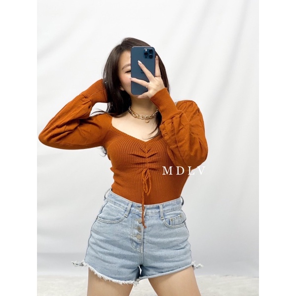 MDLV ~ BAJU RAJUT TOP ELLIE TALI // ATASAN LENGAN PANJANG RAJUT // FASHION WANITA