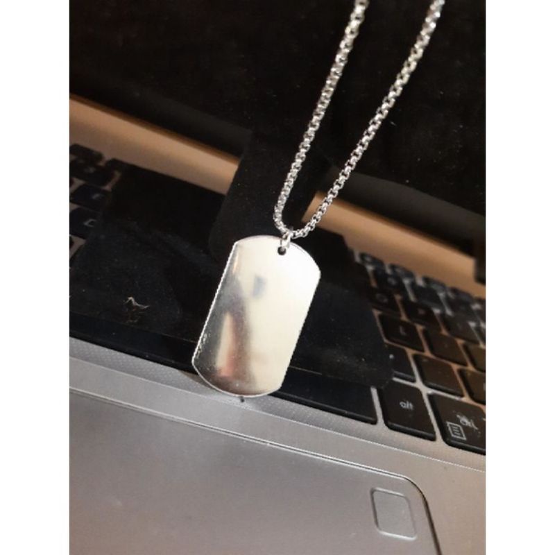 Kalung Titanium Pria Anti Karat / Kalung Rolo Perak Liontin Army Polos