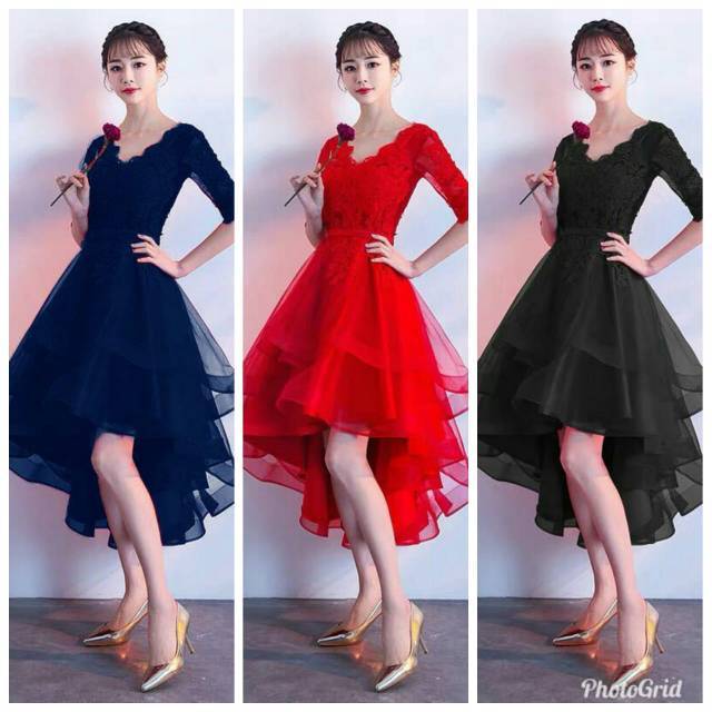 Flower bordir High low midi dress/Party dress