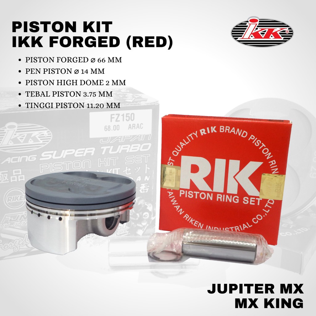 Piston IKK mx mx king 66 pin 14 forged Red