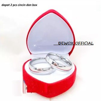 [Bayar DiTempat] Cincin Couple Pria Wanita Titanium Dapat 2 pcs cincin free Box cantik - Terlaris