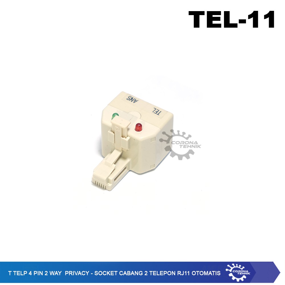 T Telp 4 Pin 2 Way Privacy - Socket Cabang 2 Telepon RJ11 Otomatis