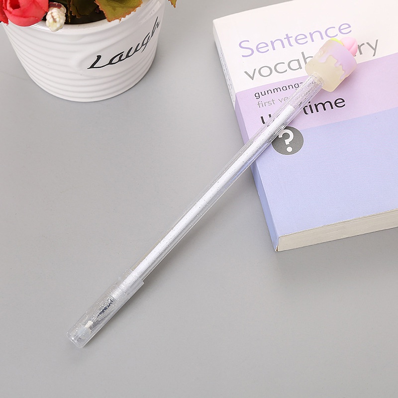 2pcs Pulpen Gel Transparan Bentuk Kue Buah Lucu Bahan Plastik Untuk Stationery Sekolah