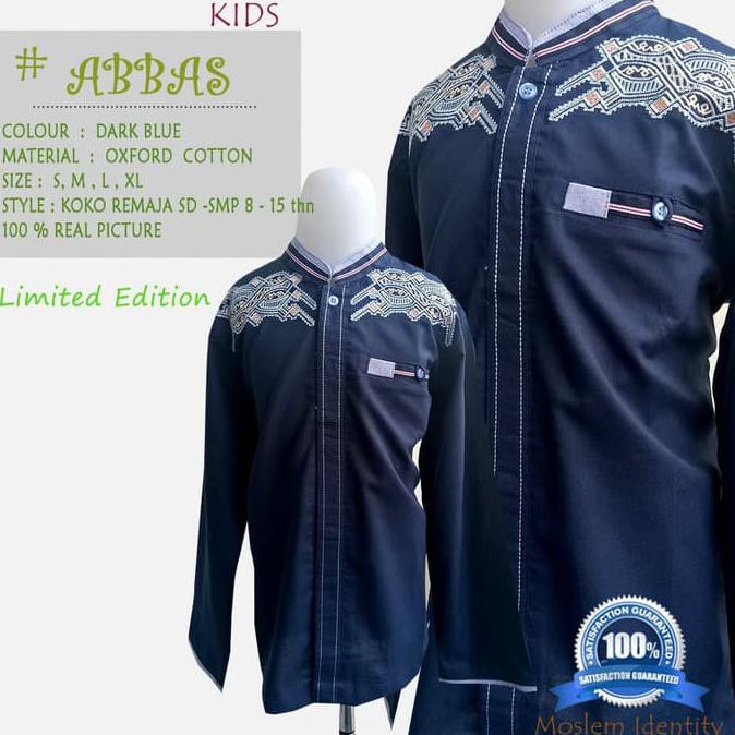Diskon Baju Koko Anak Remaja , Baju Koko Anak Tanggung Sd, Smp Style Abbas - Biru Muda, S Ready