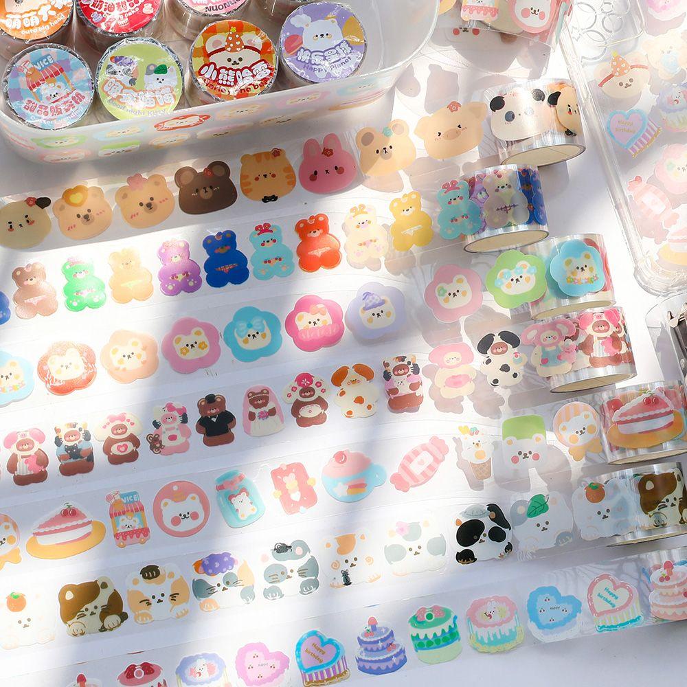 Stiker Pita Perekat Motif Bunga Hewan Kawaii Untuk Dekorasi Scrapbook