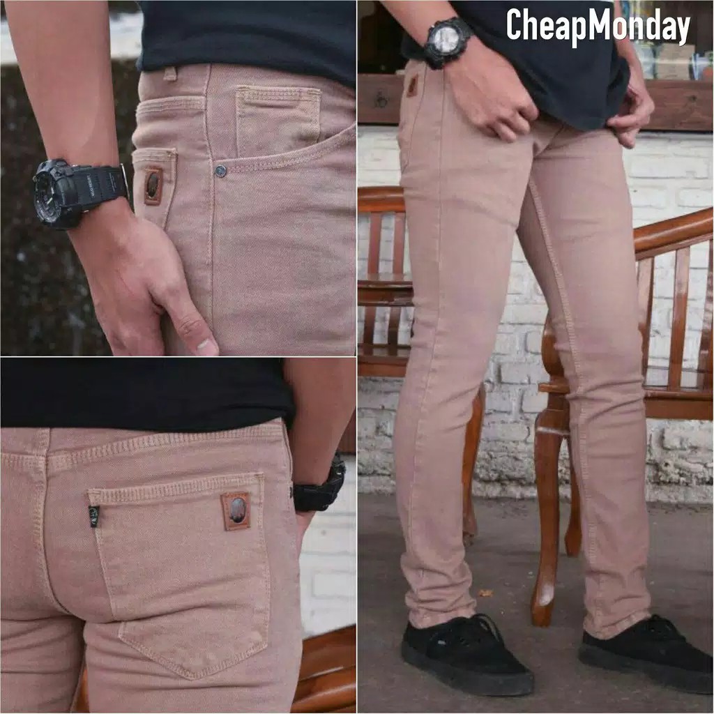 celana jeans skinny pria slimfit cheap monday  mocca /Coklat original