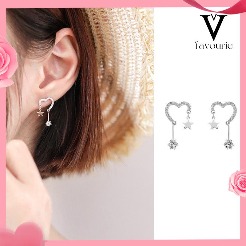 [COD]925 Silver Stud Earrings Indah Cinta Fringe Girl Stars Anting Desain Kecil Berkualitas Tinggi-FA