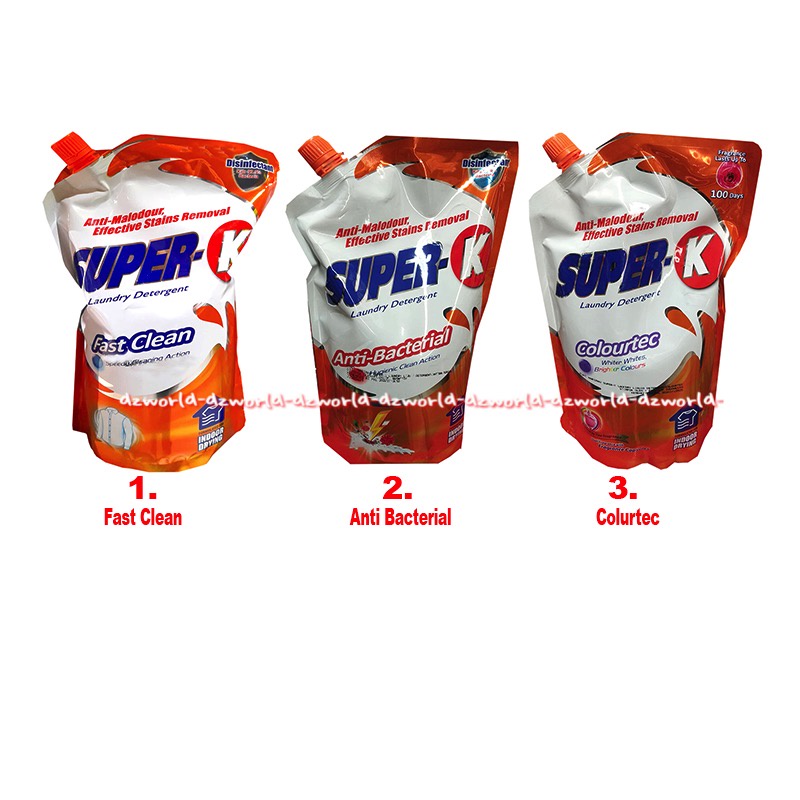 Super-K Fast 2.5kg Fast Clean Anti Bacterial Colurtec Liquid Detergent Cair Kuat Harimau Super K Sabun Cuci Cair Baju Pakaian Bersih Penghilang Noda 2.5 kg