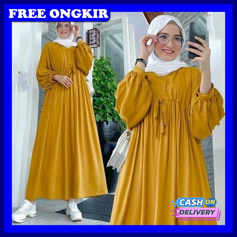 Andine Gamis Wanita Rempel Bawah / Dress Wanita Muslim Remaja Kekinian 2021 / Baju Gamis Wanita Rema