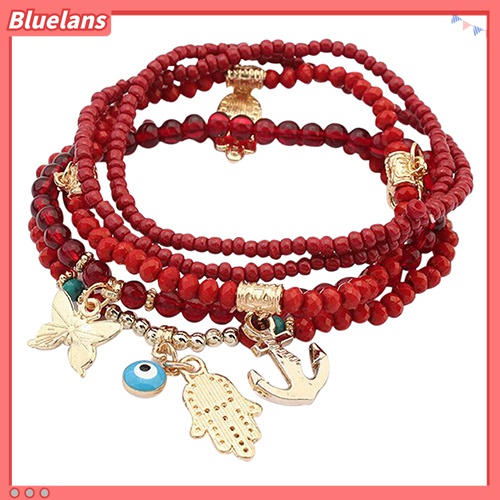 Gelang Multilayer Desain Hamsa Fatima Hand Butterfly Anchor Eye Untuk Wanita