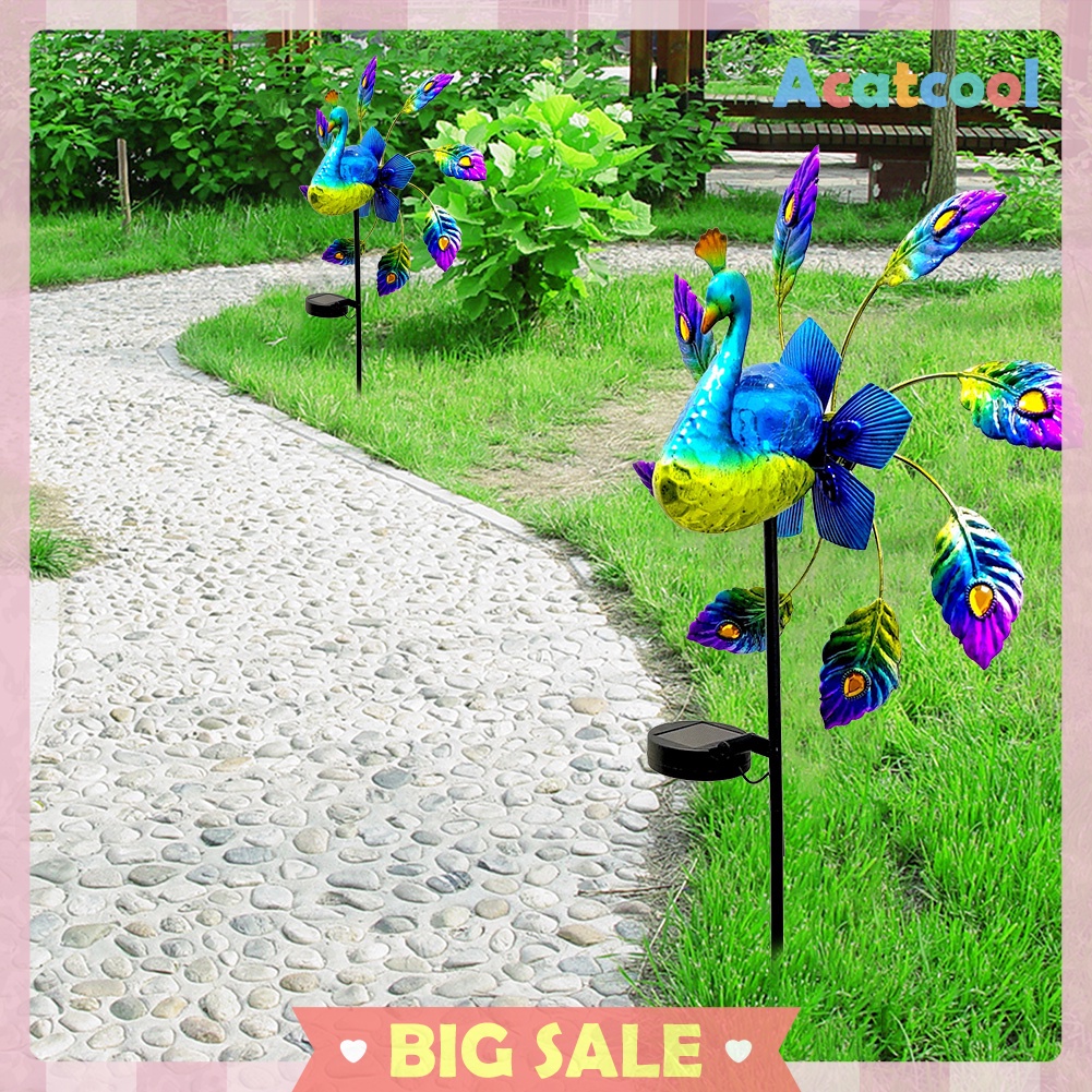 Solar LED Light Metal Hollow Flamingo Lawn Stake Lamp Yard Art Garden Decor