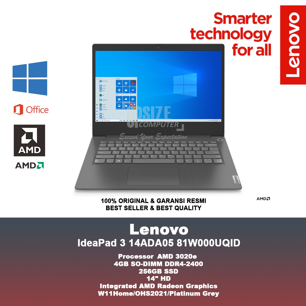 Laptop Lenovo Ideapad Slim 3 UQID AMD Athlon 3020E 4GB 256SSD 14" W11 OHS21 New