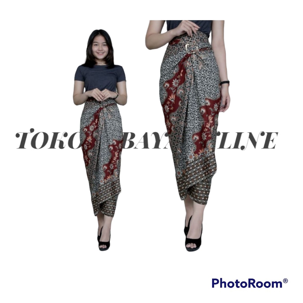 Rok lilit batik / kain lilit murah / lilit batik modern bawahan kebaya / sahrini cream-pulau maroon