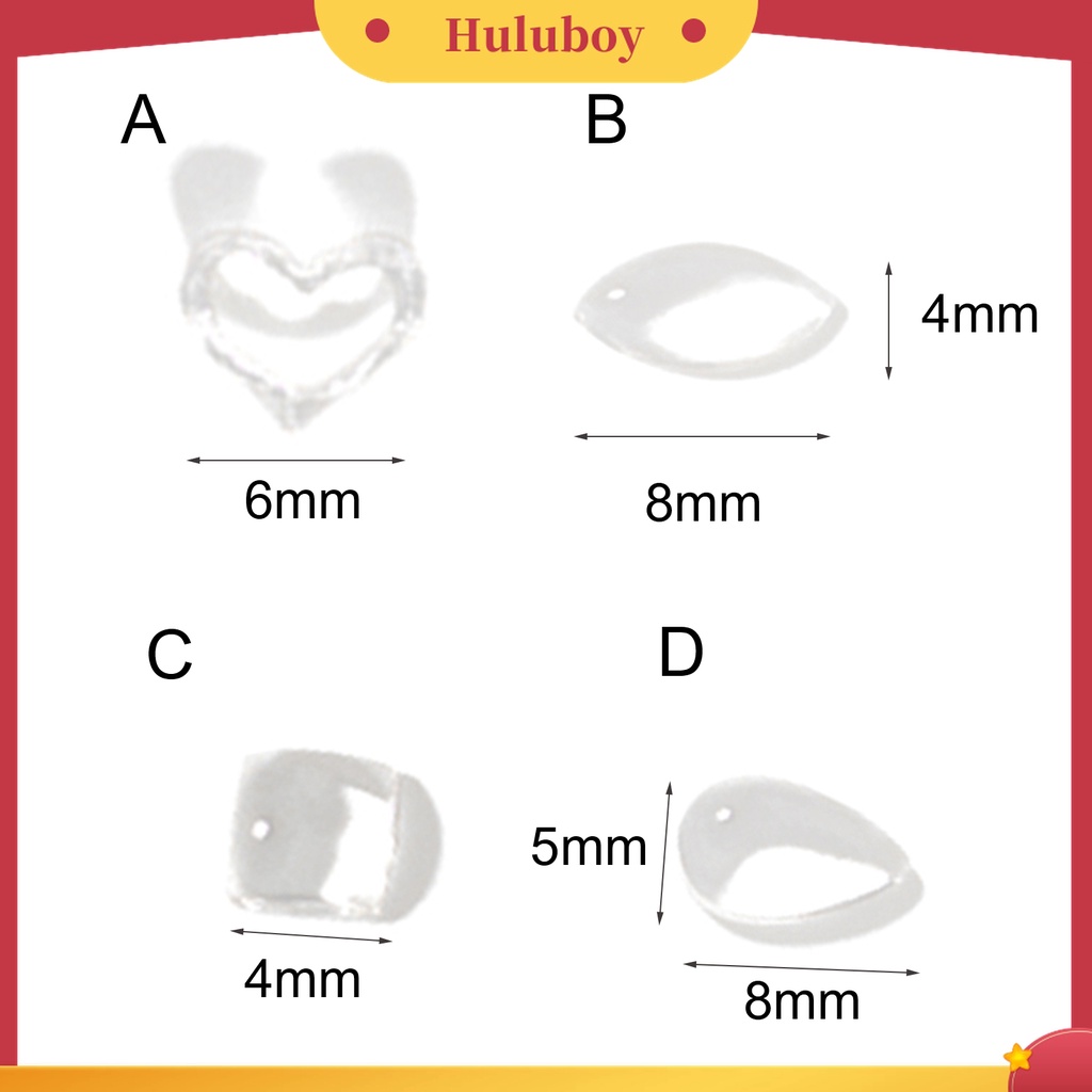 Huluboy Huluboy♡ 100pcs / Set Ornamen Resin 3D Efek Penetrasi Translucent Untuk Dekorasi Nail Art Charms