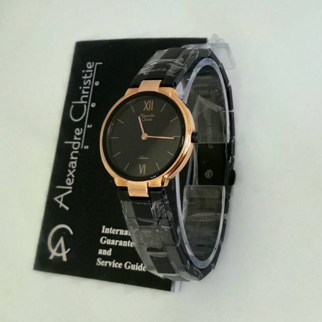 Jam Alexandre Christie AC 8480 LH black rosegold. Jam tangan wanita