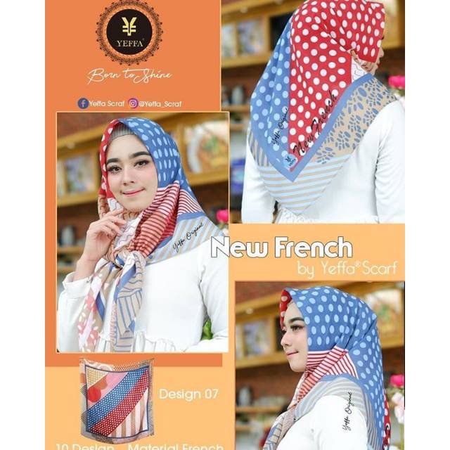 Yeffa New French Hijab Segi Empat Motif