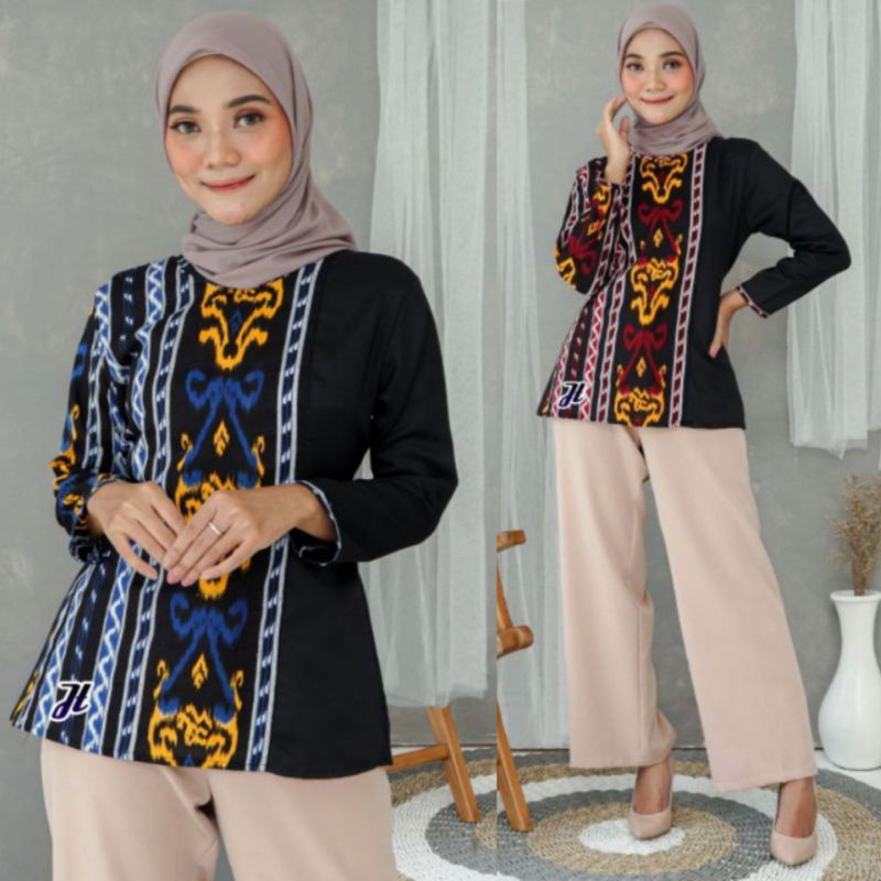 Batik wanita ASJ SA HRB026 Kenongo Kemeja Tosca Pendek Batik Fashion Baju Wanita