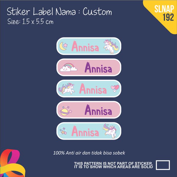 

Jual SLNAP-192 stiker nama anak sticker label anti air waterproof cute girls unicorn Limited