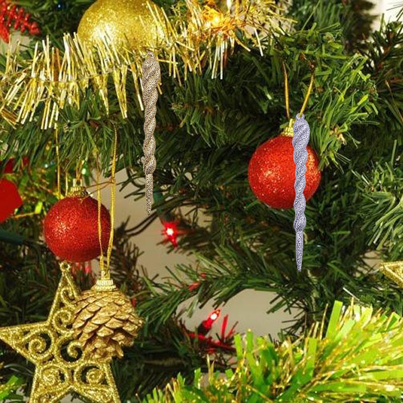 12 Pcs Ornamen Es Gantung Ukuran 13cm Untuk Dekorasi Pohon Natal