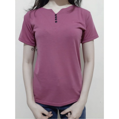 v-neck cewek kancing 4 variasi